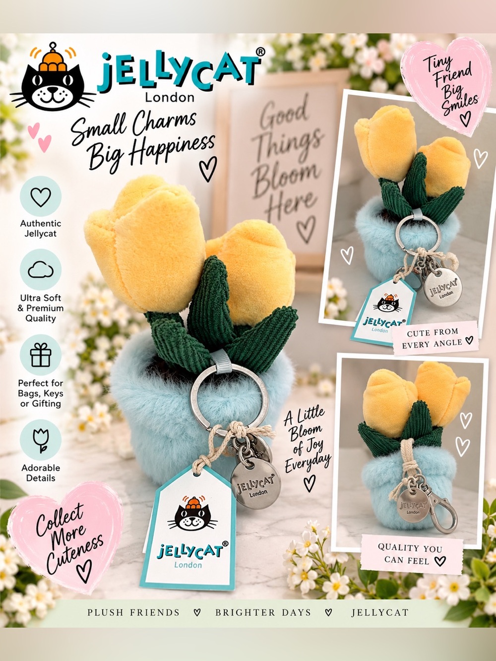 Jellycat Tulip flowers keychain bag charm